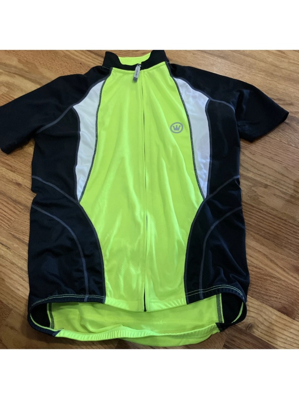 Canari Men’s Cycling Jersey Short Sleeve Neon Yellow/Black Sz L Polyester EUC